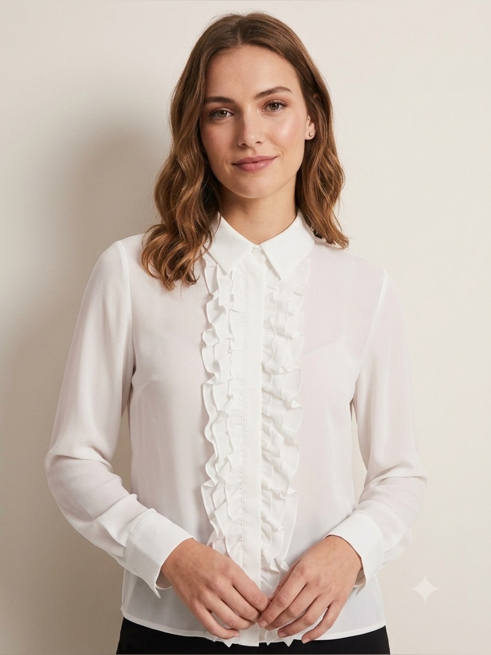 RUFFLED SEMI-SHEER TOP